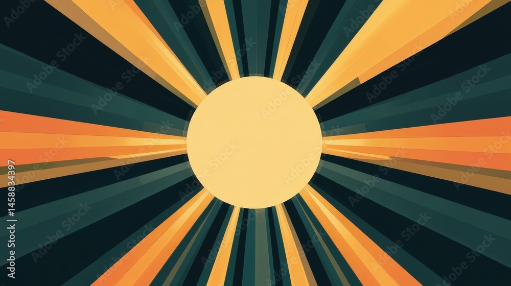 Poster a circular vector pattern of sun rays, designed with sharp geometric edges, creating an abstract rep