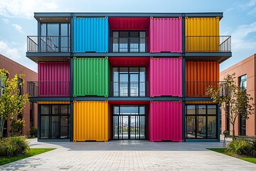 Colorful shipping container building