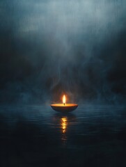 Obraz premium A serene candle in a tranquil atmosphere.