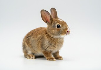 Adorable Brown Baby Bunny Rabbit Fluffy Fur Soft Cute Animal Pet ear hare young small white image