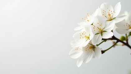 Obraz premium Delicate white blossoms against pure white backdrop, petals, aesthetic, light