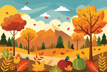 autumn landscape with pumpkin