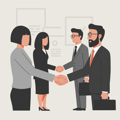 Group of Diverse Colleagues Shaking Hands in Corporate Setting  