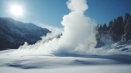 When steam from a hot spring or geothermal vent rises into cold air it becomes visible