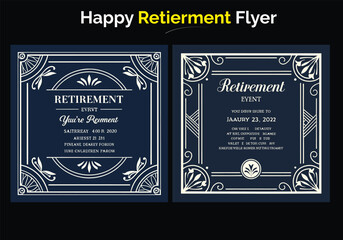 Retirement Flyer Design Template. Retirement Party Invitation Layout, square banner, and a4 poster, Retirement flyer template. Happy retirement party flyer design Happy retirement lunch party 