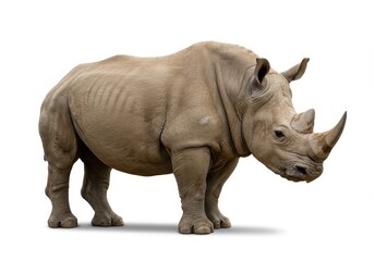 Naklejka premium White Rhinoceros Wildlife Animal Portrait Strong Powerful Mammal African Nature Zoo Horn Skin Beast