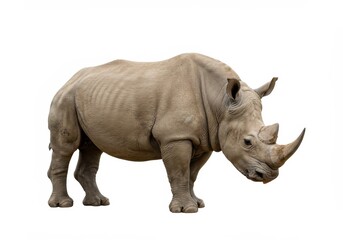 Obraz premium Powerful White Rhinoceros Wildlife Animal Nature Photo Zoo Horn Skin Grey Beast Thick Large Image