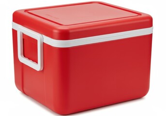 Red Plastic Cooler Box Portable Icebox Picnic Storage Container Food Party Drink Carry White Beach