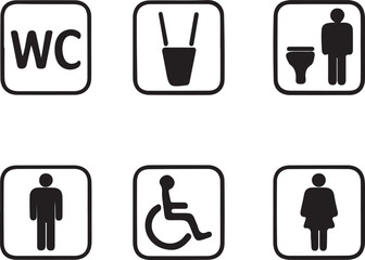Restroom Toilet WC Accessibility Gender Sign Icons