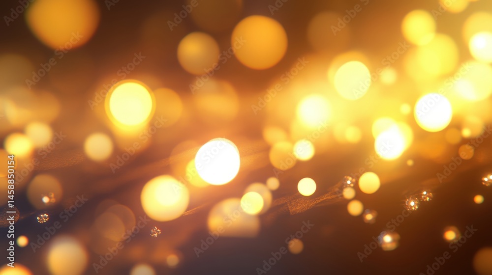 Poster a soft golden glow with floating bokeh orbs, creating a warm and inviting ambiance