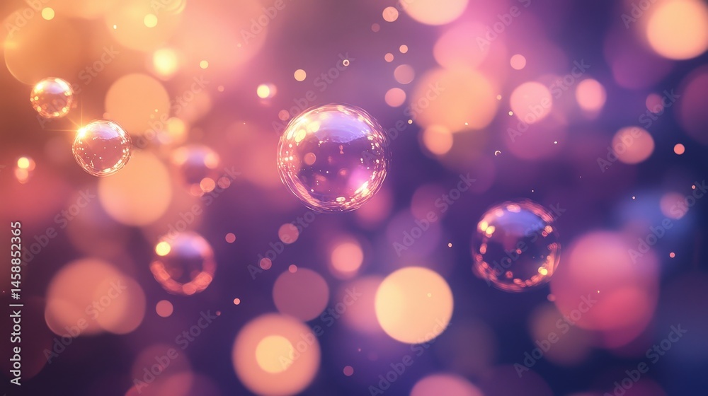 Poster a soft-focus light bubble pattern with glowing orbs creating a dreamy bokeh effect
