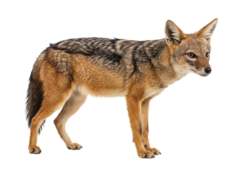 Alert Jackal Amberfurred canine poised against black watchful gaze