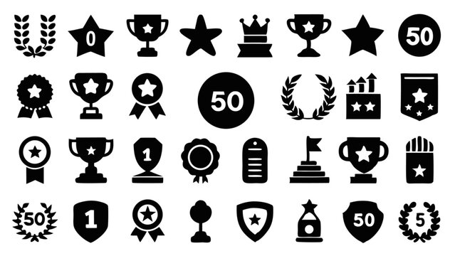 A sophisticated series of award icons that bring style and meaning to recognition visuals whether used for digital certificates trophies or honor based design content