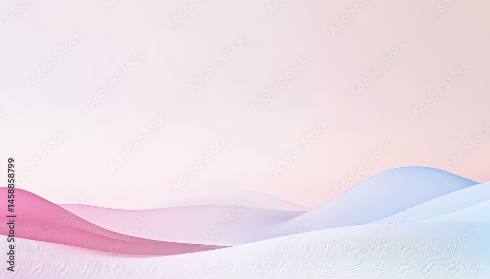 Poster Abstract Pixelated Landscape with Pastel Gradient Hills in Digital 3D Rendering Smooth Geometric Design and Modern Artistic Style
