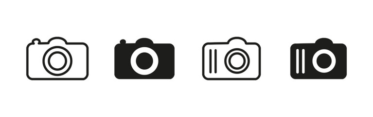 Camera icon. Compact photo camera vector illustration. Device with lens and body symbol for taking pictures. Useful in photography, media content and interface design.
