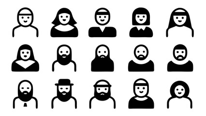 Fototapeta premium Modern set of editable icons depicting arabic man and woman ideal for cultural education inclusive graphic designs and international character representation