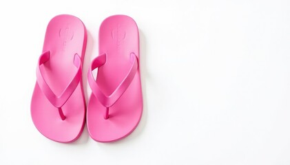 Pair of pink flip-flops isolated on pure white backdrop , white, light