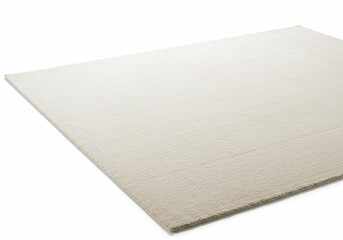 A close-up of a rectangular beige rug with a textured surface, isolated against a white background