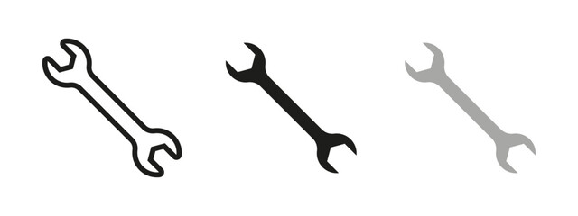 Wrench icon. Double open-end spanner tool vector illustration. Hand tool symbol for mechanical repair, construction work or industrial maintenance operations.