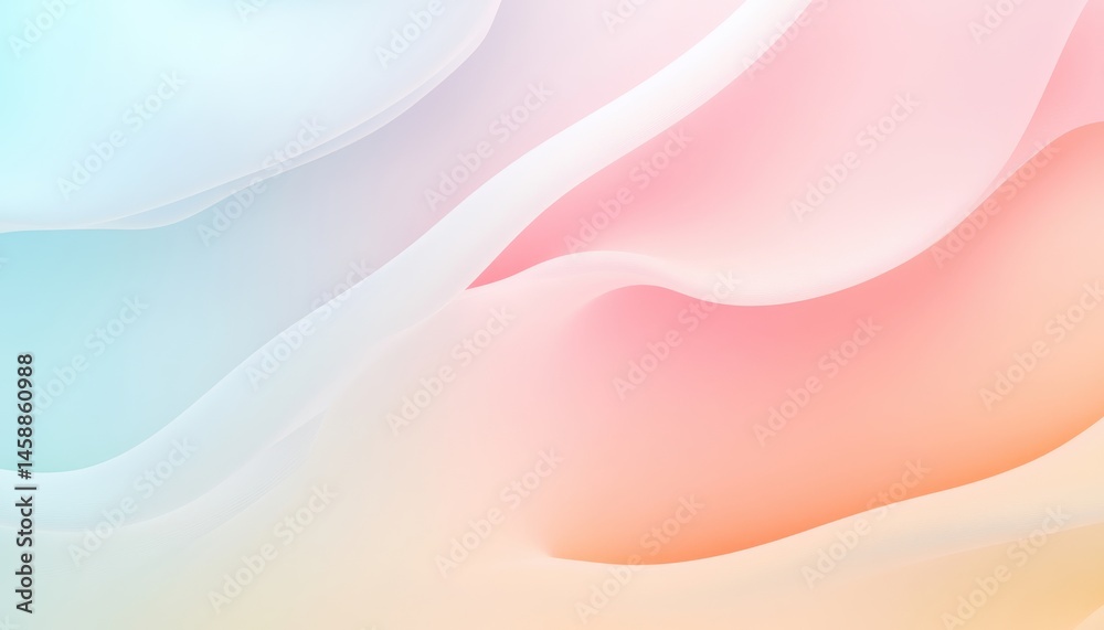 Leinwandbilder Abstract Wavy Gradient Background in Pastel Colors with Soft Light Texture Design and Dynamic Fluid Forms for Modern Graphic Art