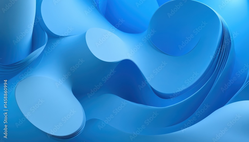 Poster Abstract Wavy Blue Background with Modern Design and Smooth Texture in Light and Shadow
