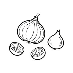 Onion ring style vegetable set vector illustration