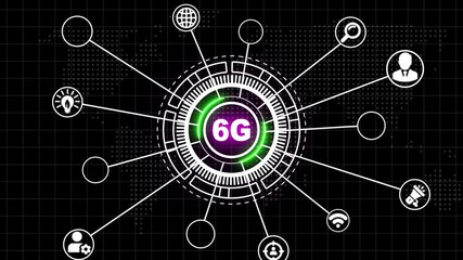 The concept of 6G network, high-speed mobile Internet, new generation networks. Business, modern technology, internet and networking concept. Network system, network connections with people icons - Powered by Adobe