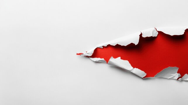 Ripped white paper revealing red background