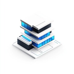 A 3d business pile of paper documents in folders is stacked on a blank white office background