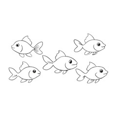 Oranda goldfish aquatic icon set vector illustration