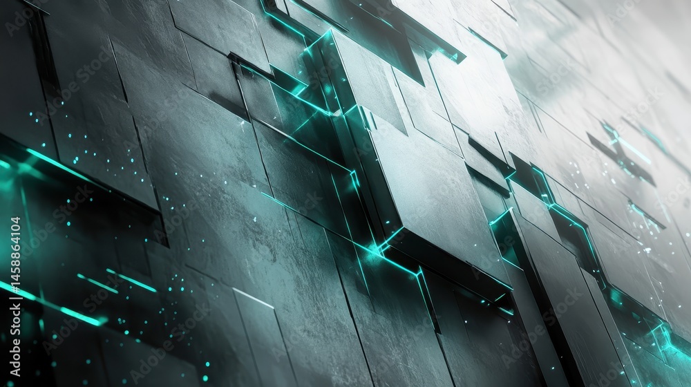 Aufkleber detailed abstract metallic surface with blue geometric accents futuristic texture and modern industr