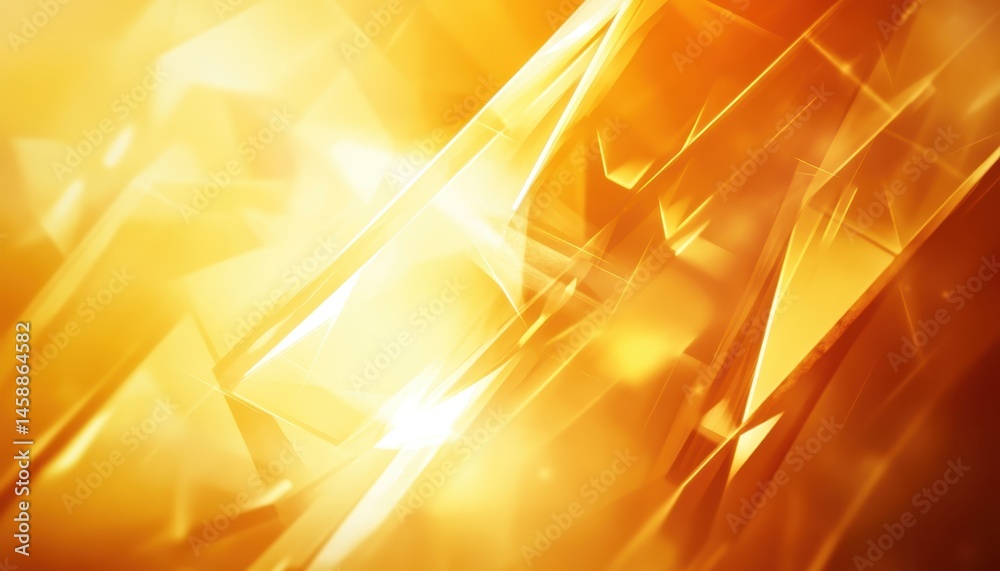 Fototapete Dynamic Abstract Background with Intersecting Golden Orange Geometric Shapes Creating a Modern and Futuristic Design with Warm Light and Energy