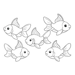 Oranda goldfish cartoon style icons vector illustration
