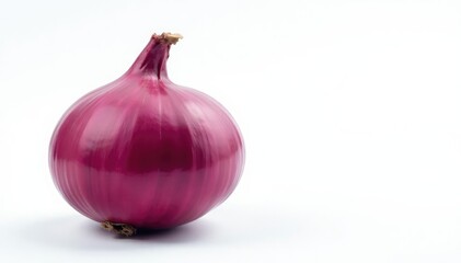 Single red onion, vibrant color, clean white background , fresh, ingredient, food
