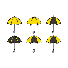 Umbrella rainy city elements vector illustration