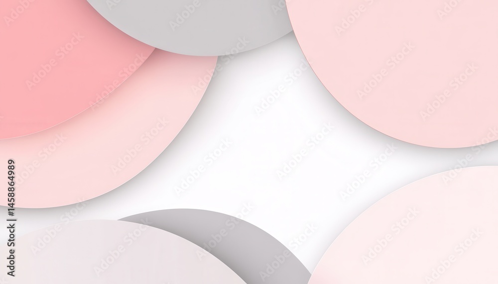 Aufkleber Elegant Abstract Background of Pink and Gray Overlapping Circles on White Backdrop for Modern Design Geometric Shapes and Pastel Colors Creates a Soft Trendy Artwork