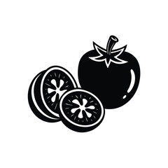Tomato silhouette isolated veggie vector illustration