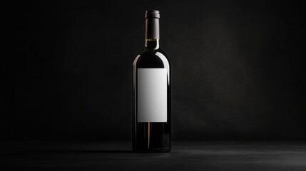 Elegant red wine bottle blank label dark background Perfect for branding minimalist design and