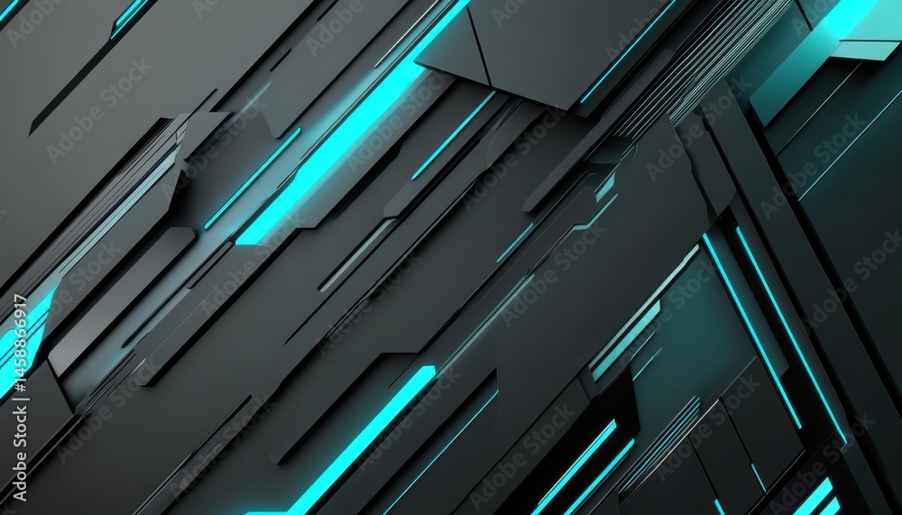 Aufkleber Geometric Abstract Background with Intersecting Lines in Dark and Teal Colors Modern Design with Polygonal Shapes and Futuristic Elements