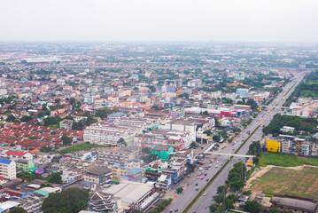 Aerial view of Bangkok city, Thailand. Bangkok is the capital and largest city of Thailand.