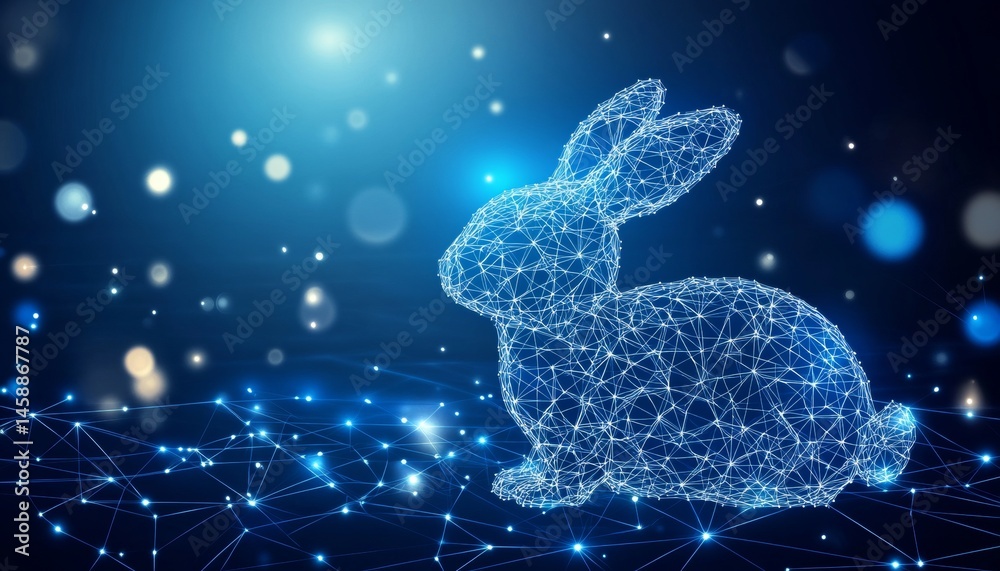 Canvas Prints holographic rabbit glowing in digital space, abstract technology and innovation concept