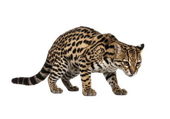 Obraz premium Ocelot in shadow stalking with speckled coat
