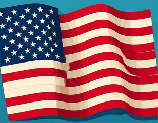 Obraz premium Flat Simplified American Flag Vector Graphic