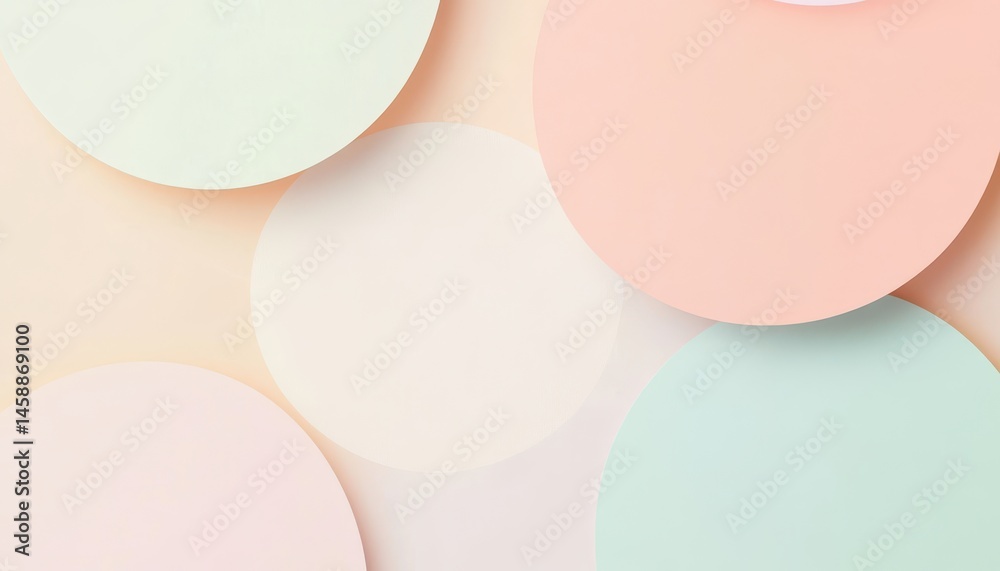 Poster Pastel Circular Arrangement of Soft Geometric Shapes in a Modern Abstract Design with Gentle Colors and Light Texture for Decorative Backgrounds and Creative Art Projects