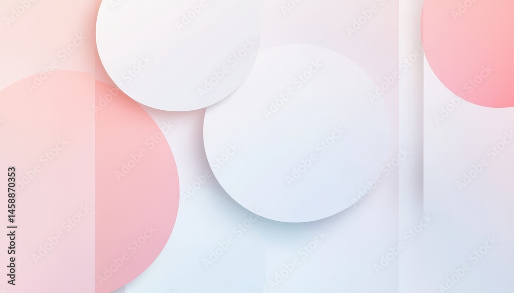 Aufkleber soft abstract background with pink white and blue pastel colors featuring circular geometric shapes 