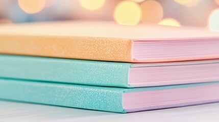 Stack of Pastel Notebooks and Pen