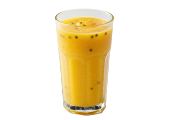 Refreshing tropical smoothie with passion fruit in a glass