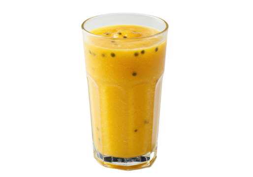 Refreshing tropical smoothie with passion fruit in a glass
