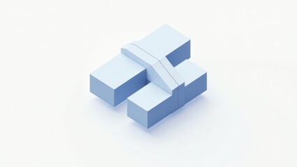 Sympy. Minimalist light blue abstract geometric shapes stacked, modern art composition for design projects, creative backgrounds with soft shadows and clean white space, contemporary style inspiratio