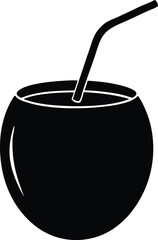 coconut drink silhouette vector icon